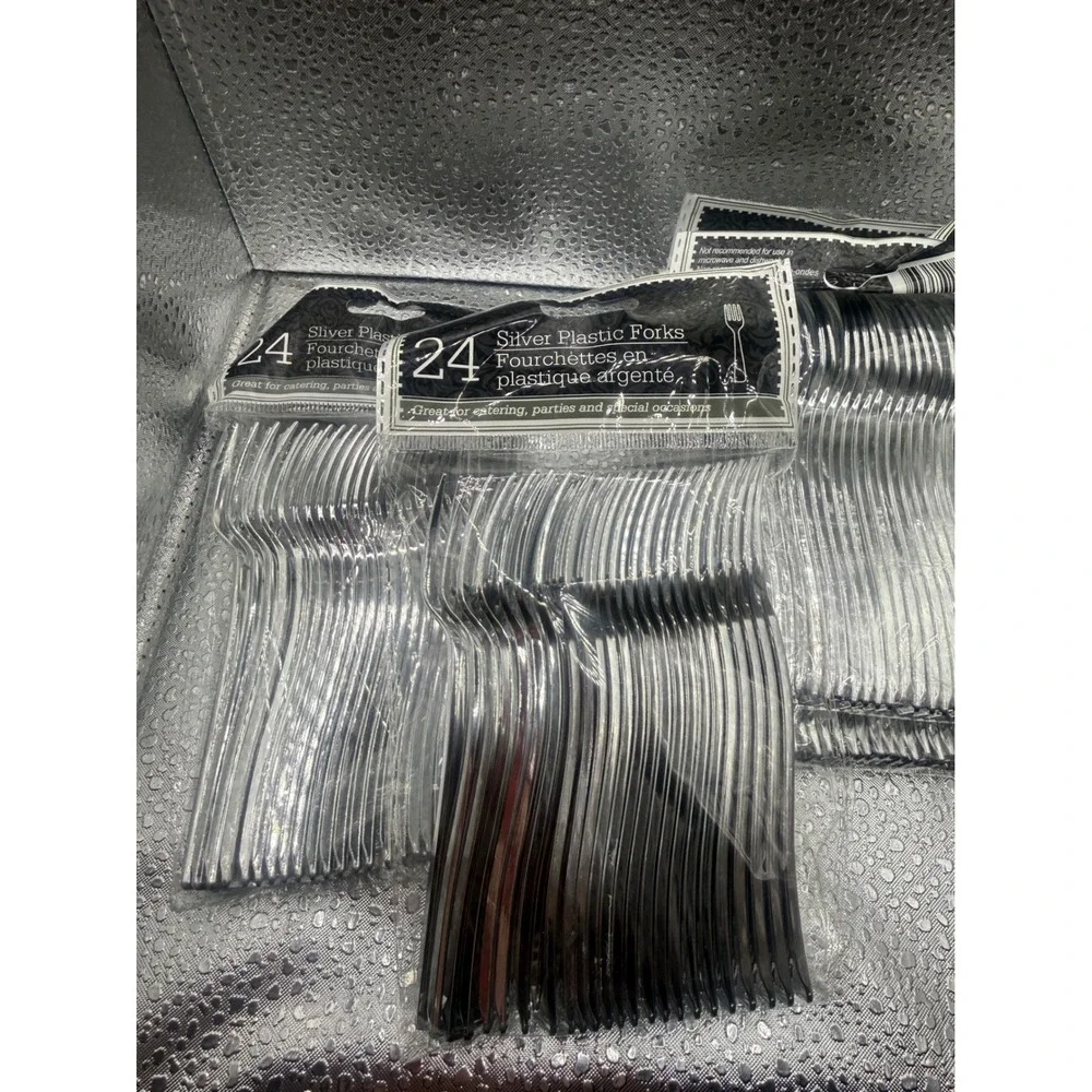 Greenbrier International Silver Plastic Cutlery Set 96pc Forks Spoons Bulk Pack